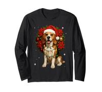 Adorable Chapeau de Père Noël Beagle Couronne de gui Chien de Noël Manche Longue