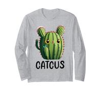Adorable Chat Amusant pour Amoureux des Plantes de Cactus Manche Longue