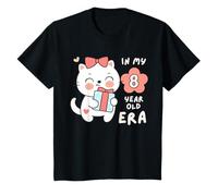 Adorable chat avec inscription « In My 8 Year Old Era » pour 8e anniversaire T-Shirt