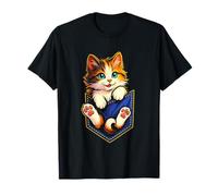 Adorable chat de poche avec un look jean bleu T-Shirt