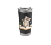 Adorable chat d'étude pour la rentrée des classes Gobelet isotherme en acier inoxydable double paroi