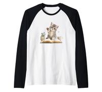Adorable Chat d'étude pour la rentrée des Classes Manche Raglan