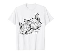 Adorable Chat et Chien câlins pour Les propriétaires d'animaux de Compagnie et Les Amoureux des Chiots T-Shirt Graphique avec Valeur
