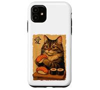 Adorable Chat Japonais Mangeant des sushis Coque pour iPhone 11