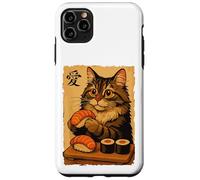 Adorable Chat Japonais Mangeant des sushis Coque pour iPhone 11 Pro Max