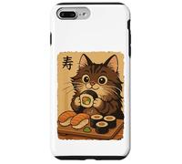 Adorable Chat Japonais Mangeant des sushis Coque pour iPhone 7 Plus/8 Plus