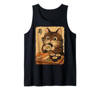 Adorable Chat Japonais Mangeant des sushis Débardeur