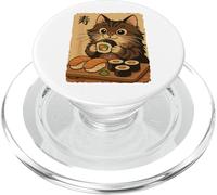 Adorable Chat Japonais Mangeant des sushis PopSockets PopGrip pour MagSafe
