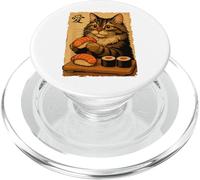 Adorable Chat Japonais Mangeant des sushis PopSockets PopGrip pour MagSafe