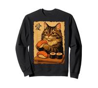 Adorable Chat Japonais Mangeant des sushis Sweatshirt
