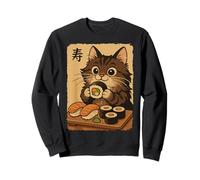 Adorable Chat Japonais Mangeant des sushis Sweatshirt