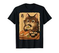 Adorable Chat Japonais Mangeant des sushis T-Shirt