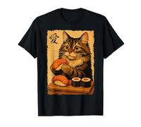 Adorable Chat Japonais Mangeant des sushis T-Shirt