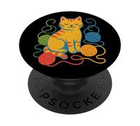 Adorable Chat Jouant avec du Fil - Design Amusant et Confortable PopSockets PopGrip Adhésif