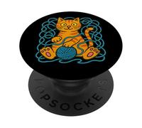 Adorable Chat Jouant avec du Fil - Design Amusant et Confortable PopSockets PopGrip Adhésif