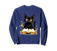 Adorable Chat Noir Amateur de Livre Enchanted Halloween Vibes Sweatshirt