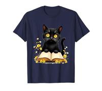 Adorable Chat Noir Amateur de Livre Enchanted Halloween Vibes T-Shirt