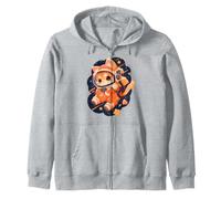 Adorable Chat Orange Astronaute Flottant dans l'espace Kawaii Sweat à Capuche