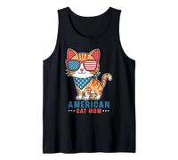 Adorable chat patriotique drapeau américain chat maman 4 juillet Débardeur