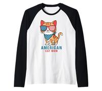 Adorable chat patriotique drapeau américain chat maman 4 juillet Manche Raglan