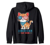 Adorable chat patriotique drapeau américain chat maman 4 juillet Sweat à Capuche