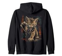 Adorable Chat Rebelle Rock'n Roll Punk Chaton Grunge Goth Alt Sweat à Capuche