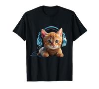 Adorable chat rouge avec casque bleu - Kitten T-Shirt