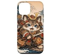 Adorable Chat samouraï Grande Vague Art Japonais - Drôle Vintage Coque pour iPhone 12 Mini