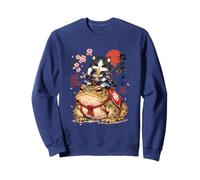 Adorable Chat samouraï Mangeant des Ramen sur Une Grenouille géante Anime Japonais Sweatshirt
