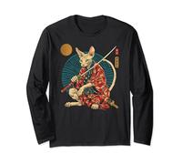 Adorable chat sphynx mignon japonais Anime Stuff Samourai Cat Ninja Manche Longue