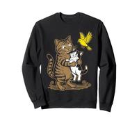 Adorable Chaton câlin avec Motif Oiseau Volant Sweatshirt