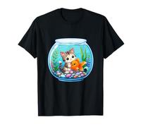 Adorable Chaton dans Un Bocal avec Poisson Rouge T-Shirt