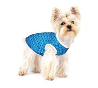 Adorable chemise en coton pour petit chien avec imprimé écailles de poisson bleu, débardeur sans manches doux et respirant pour chiot, chat et chihuahua