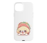 Adorable Chibi Golden Retriever Assis dans Une Coquille de Taco, Kawaii Coque pour iPhone 15 Plus