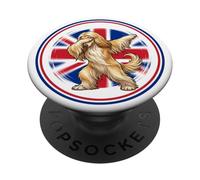 Adorable Chien Afghan drôle Drapeau Anglais PopSockets PopGrip Adhésif