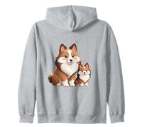 Adorable Chien Berger Shetland Maman et Chiot Art Sweat à Capuche