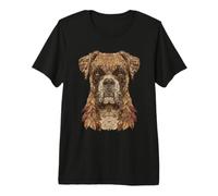 Adorable Chien Boxer avec Feuilles d'automne - Art Animal - Esthétique d'automne T-Shirt Haut de Gamme