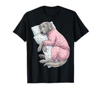 Adorable Chien Braque de Weimar endormi en Pyjama Art du Coucher T-Shirt