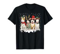 Adorable Chien Bull Terrier de Noël avec Bonnet de Père Noël écharpe Vacances T-Shirt