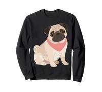 Adorable Chien Carlin Faon avec Bandana Rose Sweatshirt
