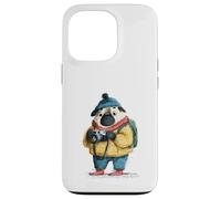 Adorable Chien Carlin Photographe Explorateur d'hiver Coque pour iPhone 13 Pro