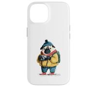 Adorable Chien Carlin Photographe Explorateur d'hiver Coque pour iPhone 14