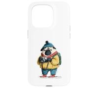 Adorable Chien Carlin Photographe Explorateur d'hiver Coque pour iPhone 15 Pro