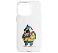 Adorable Chien Carlin Photographe Explorateur d'hiver Coque pour iPhone 15 Pro Max