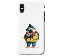 Adorable Chien Carlin Photographe Explorateur d'hiver Coque pour iPhone X/XS