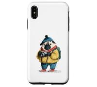 Adorable Chien Carlin Photographe Explorateur d'hiver Coque pour iPhone XS Max