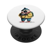 Adorable Chien Carlin Photographe Explorateur d'hiver PopSockets PopGrip Adhésif