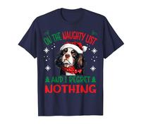 Adorable Chien Cavalier King Charles Spaniel Noël sur Le T-Shirt, Homme, Bleu Marine, L