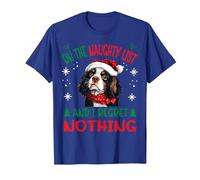 Adorable Chien Cavalier King Charles Spaniel Noël sur Le T-Shirt, Homme, Bleu Royal, S