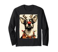 Adorable Chien Chihuahua de Noël avec lumières festives Manche Longue